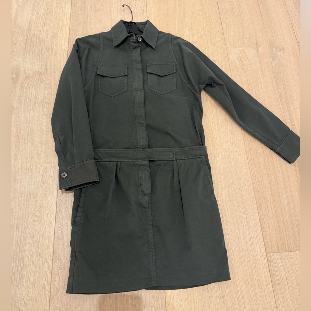 Brunello Cucinelli Dark Green Long Sleeve Shirt Dress